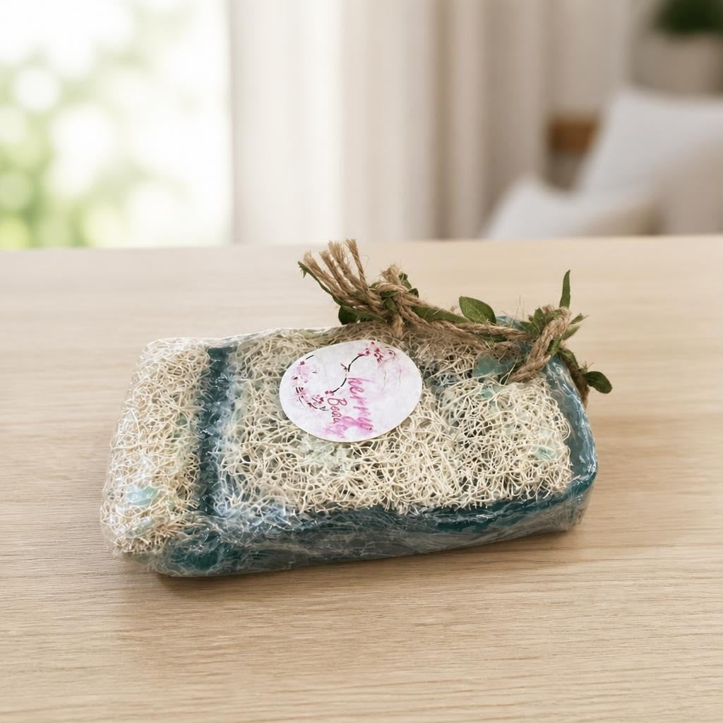 Sherry Beauty Loofah Soap Bar Green Natural - new at Why Go Less, Lebanon