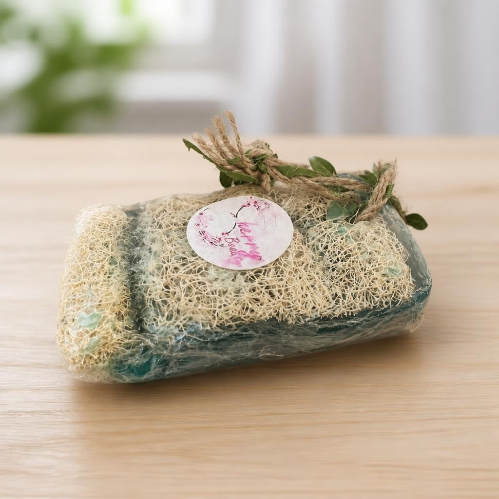 Sherry Beauty Loofah Soap Bar Green Natural - new at Why Go Less, Lebanon