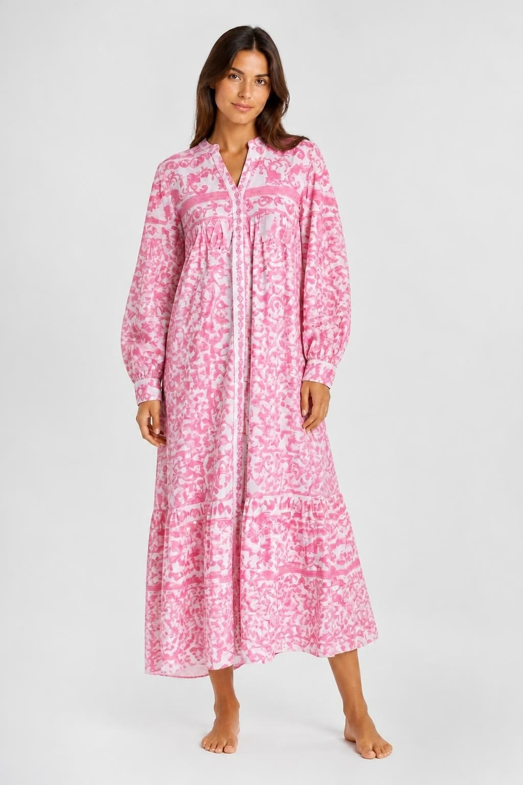 Pink Floral Button-down Midi Dress - pre-loved at Why Go Less, Lebanon