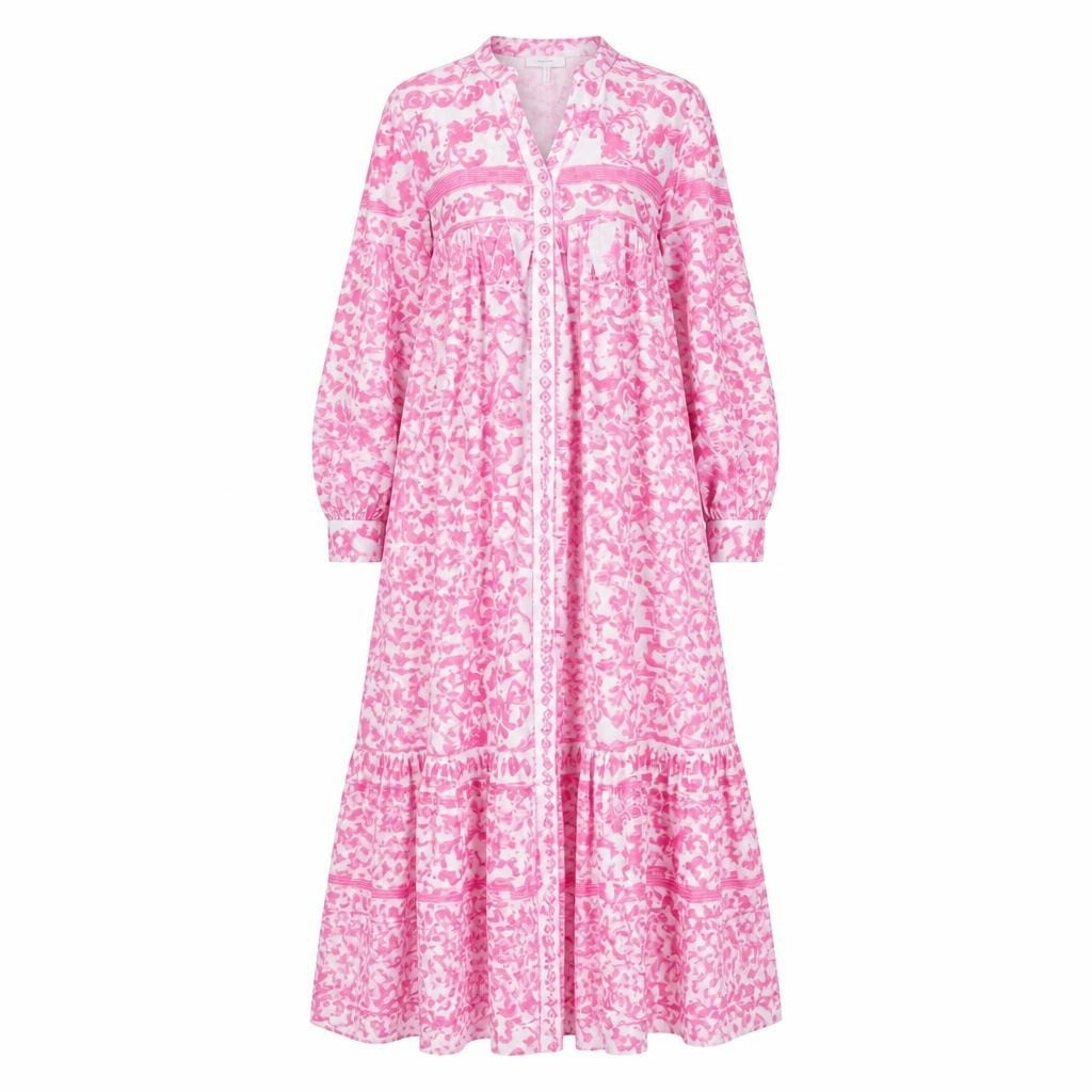 Pink Floral Button-down Midi Dress - pre-loved at Why Go Less, Lebanon