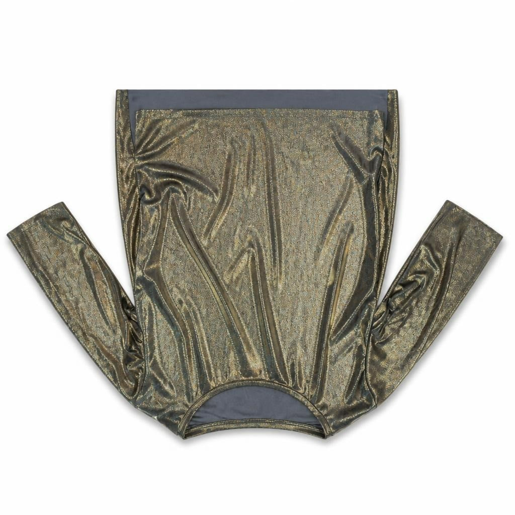 Gold Holographic Metallic Long-sleeve Bodysuit - pre-loved at Why Go Less, Lebanon