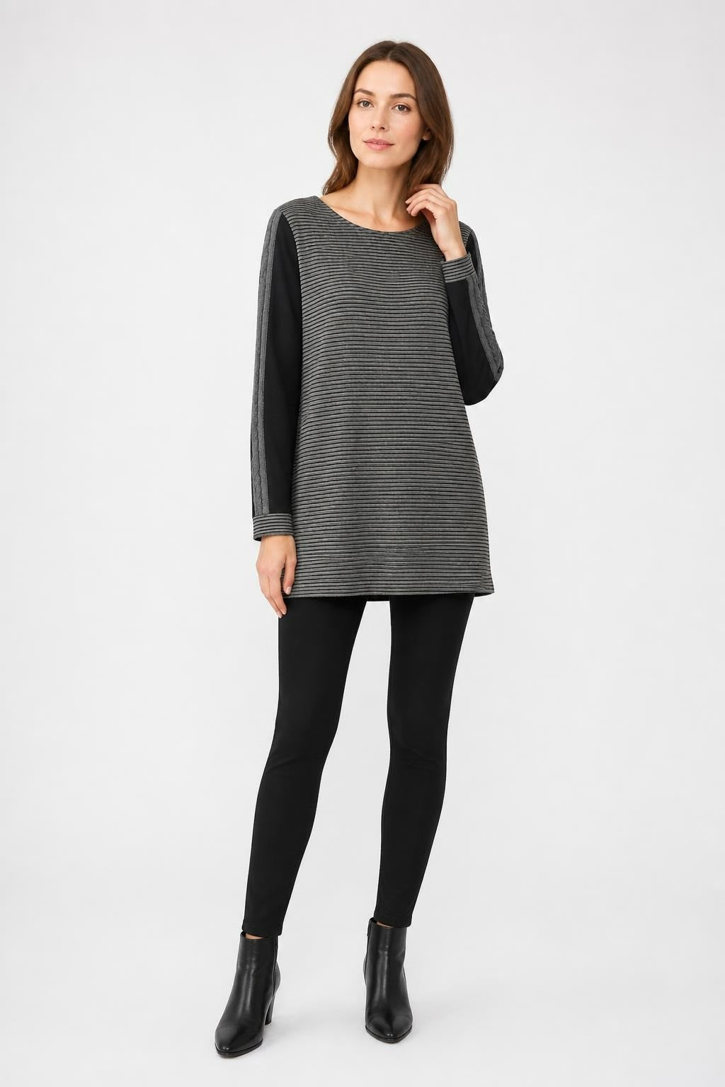 My Twins Striped Knit Top, V-neck Zip - pre-loved at Why Go Less, Lebanon