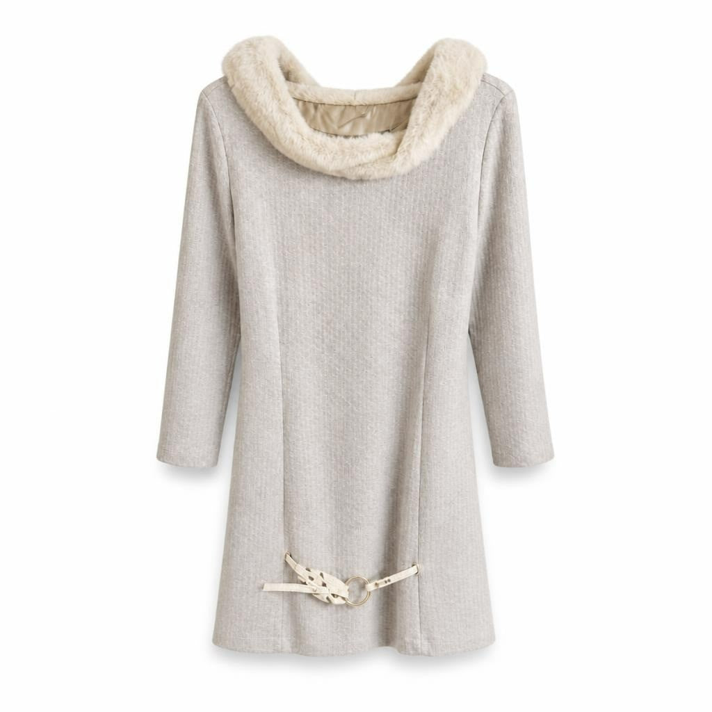 Say Fur Collar Knit Top Beige Size 38 - pre-loved at Why Go Less, Lebanon