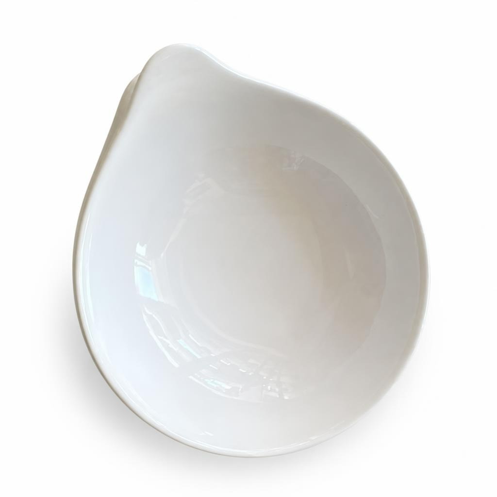 12 Small White Ceramic Large Mixing Bowl with Spout - pre-loved at Why Go Less, Lebanon