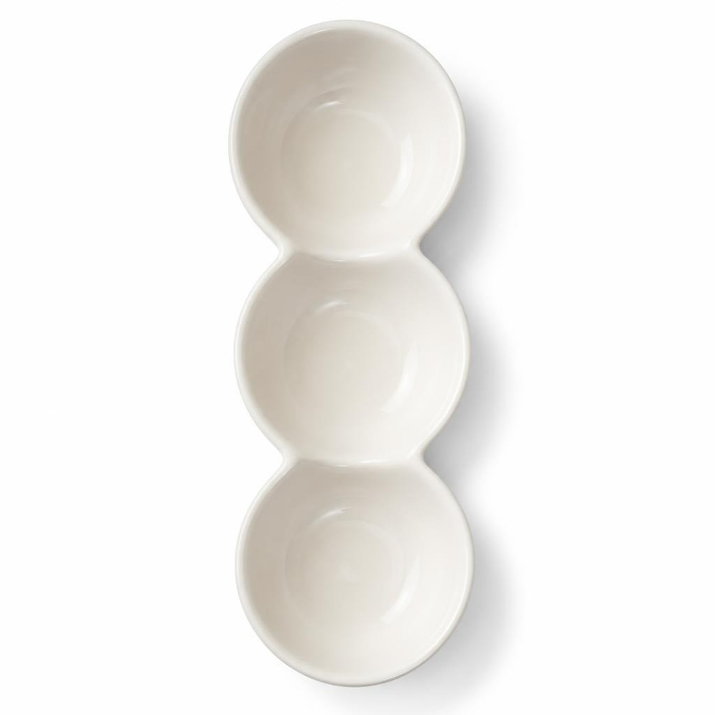 White Ceramic Triple-section Condiment Dish - pre-loved at Why Go Less, Lebanon