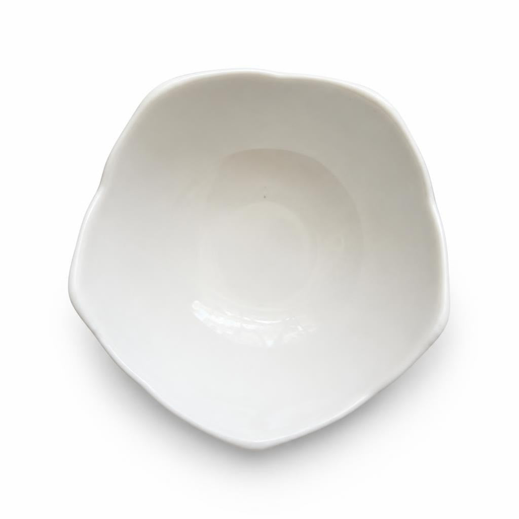 6 Small Set White Ceramic Irregular-edge Small Bowl - pre-loved at Why Go Less, Lebanon