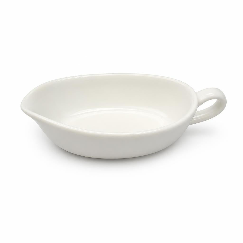 Small White Ceramic Oval Bowl with Handle - pre-loved at Why Go Less, Lebanon