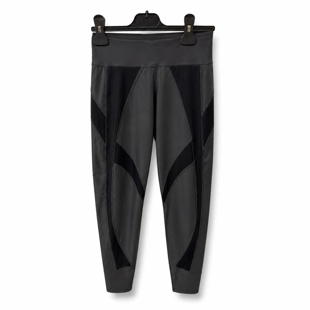 Black Athletic Leggings Geometric Mesh Panels - pre-loved at Why Go Less, Lebanon