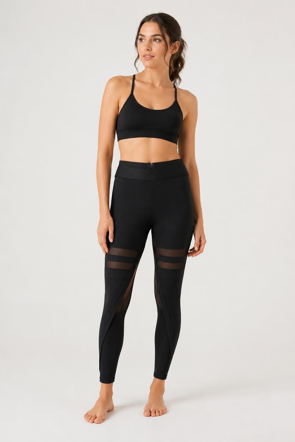 Black Mesh Panel Bandage Shorts/leggings - pre-loved at Why Go Less, Lebanon