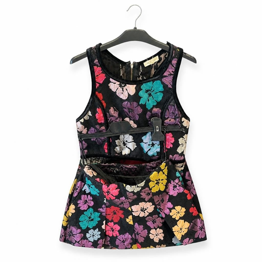 May & July Floral Jacquard Crop Top and Skirt Set - pre-loved at Why Go Less, Lebanon