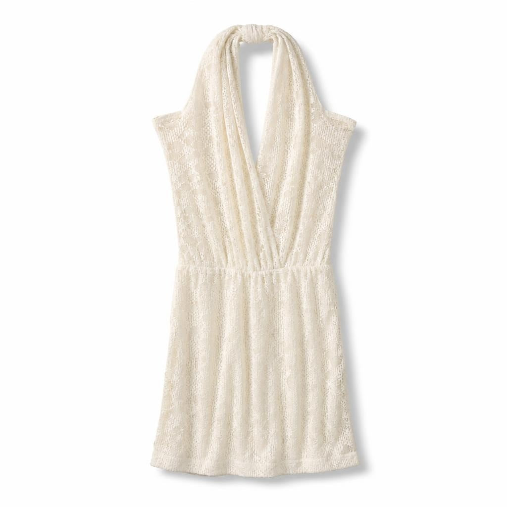 Cream Ivory Halter Lace Jumpsuite - pre-loved at Why Go Less, Lebanon