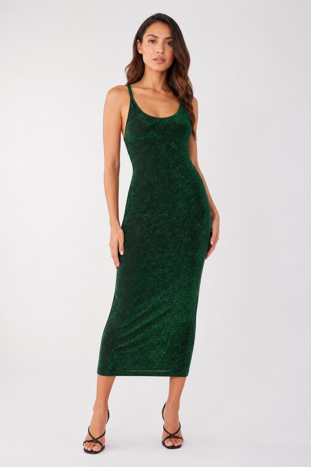 H&M Divided Green Glitter Slip Mini Dress - pre-loved at Why Go Less, Lebanon