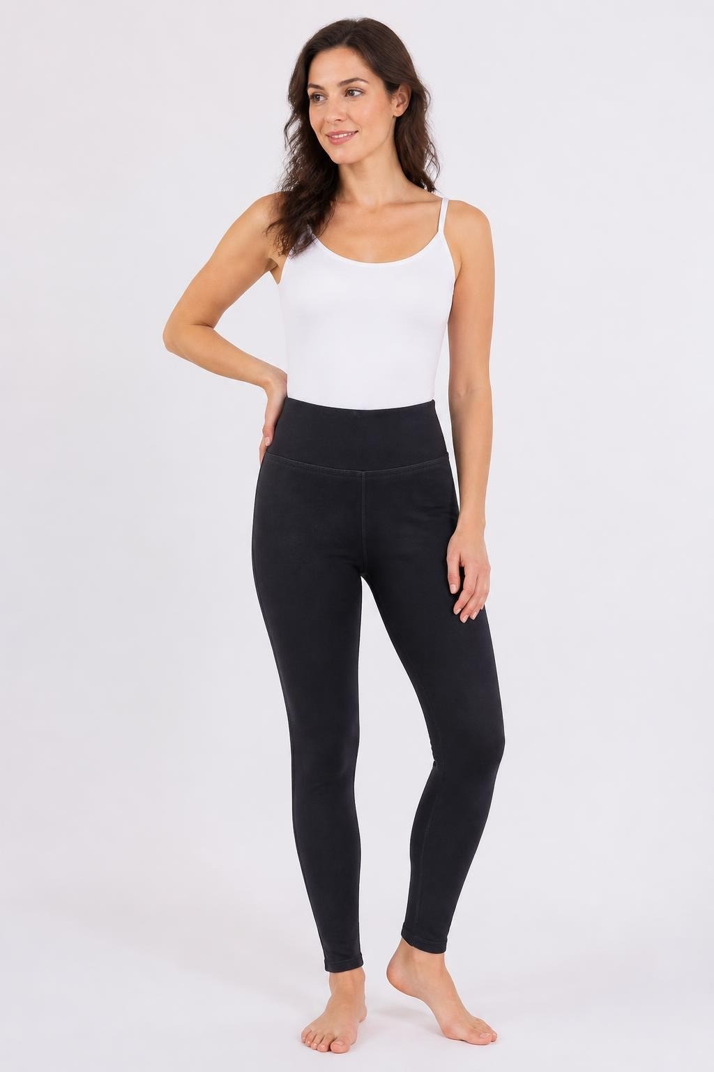 Black High-waist Leggings Stirrup Style - pre-loved at Why Go Less, Lebanon