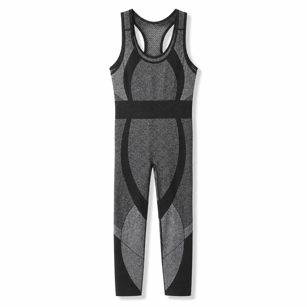 Gray Racerback Athletic Bodysuit/jumpsuit - pre-loved at Why Go Less, Lebanon