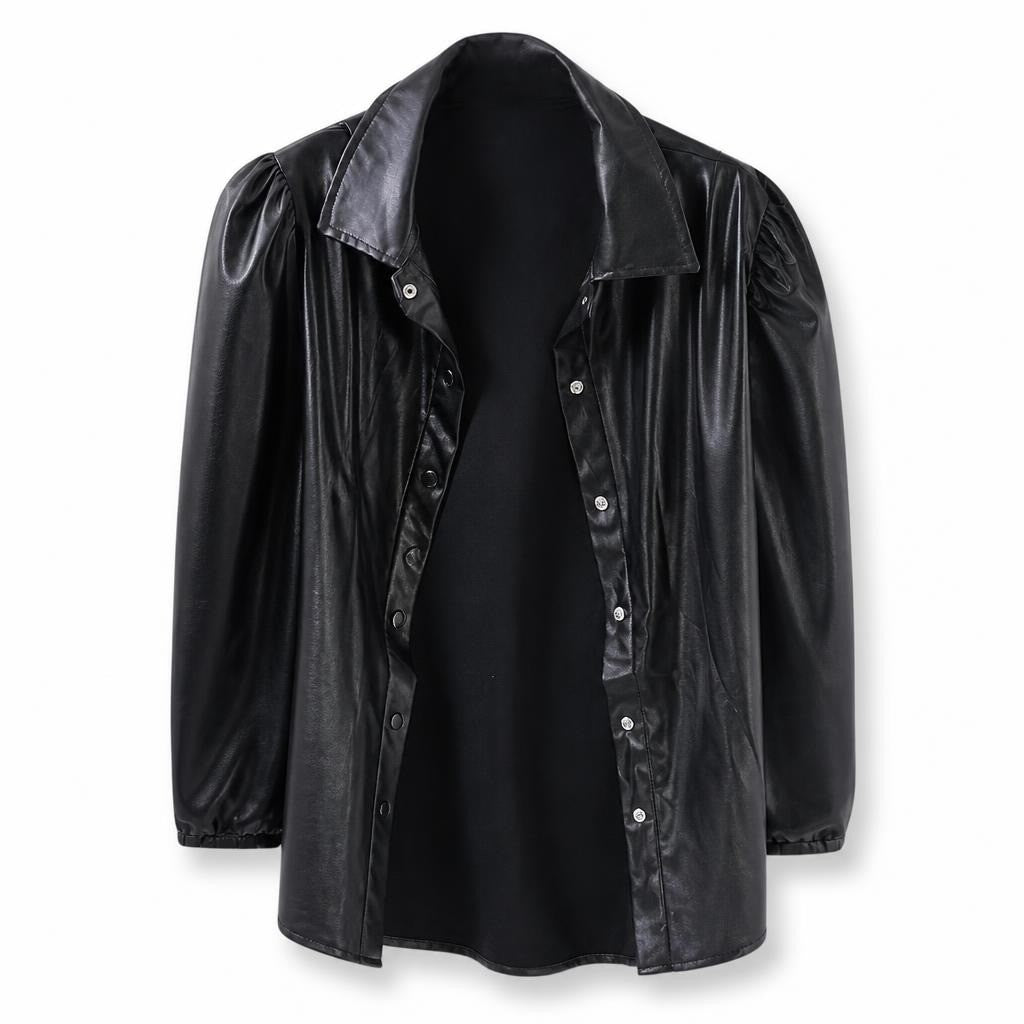 New Imperial Black Leather Oversized Jacket - pre-loved at Why Go Less, Lebanon