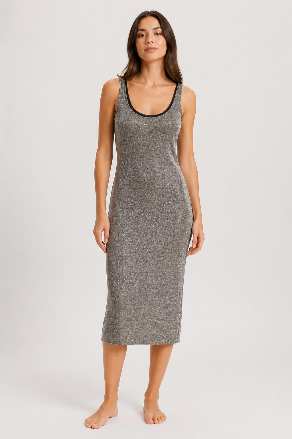 Forever21 Silver Metallic Tank Mini Dress - pre-loved at Why Go Less, Lebanon
