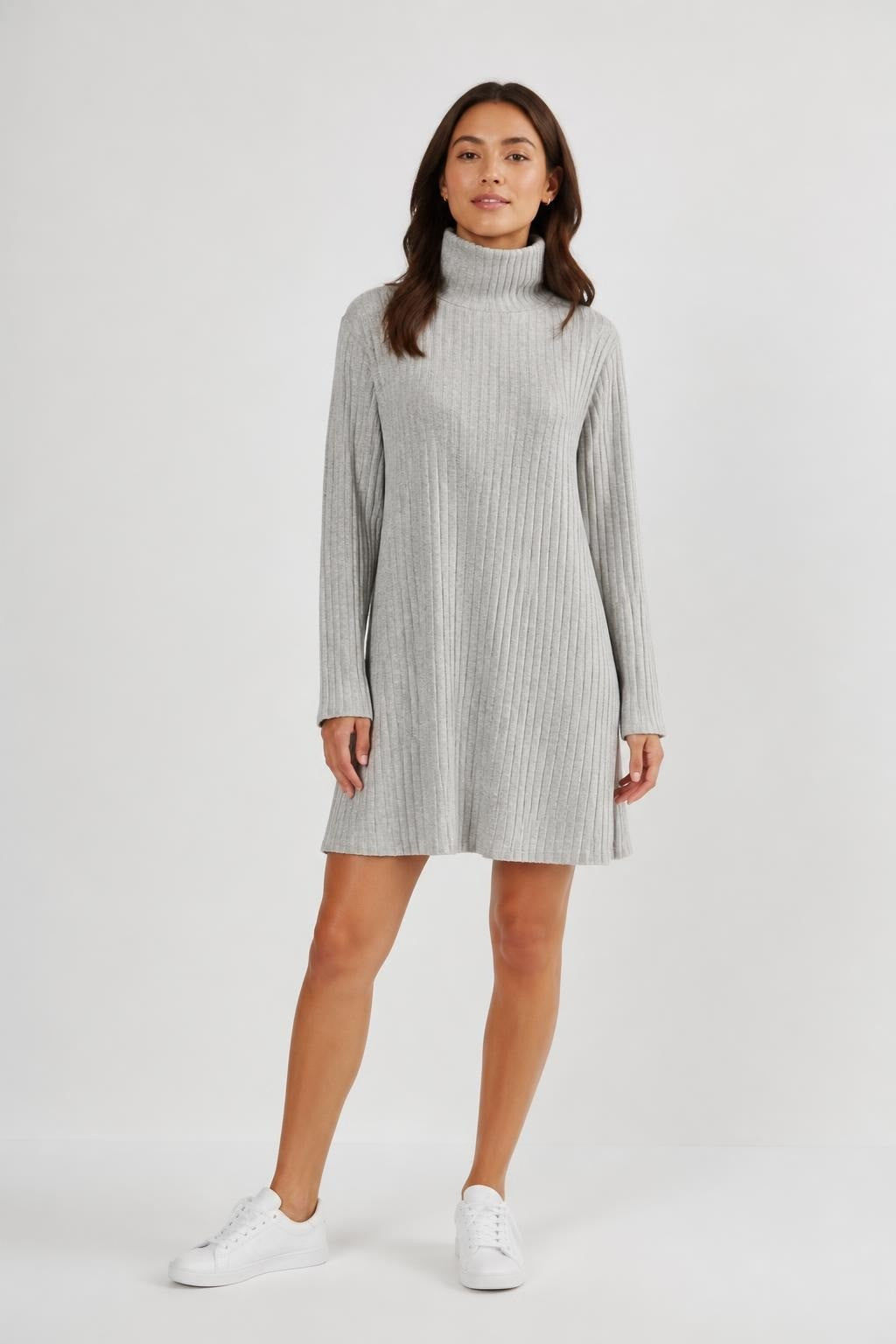 Grey Ribbed Turtleneck Long Sleeve Top - pre-loved at Why Go Less, Lebanon