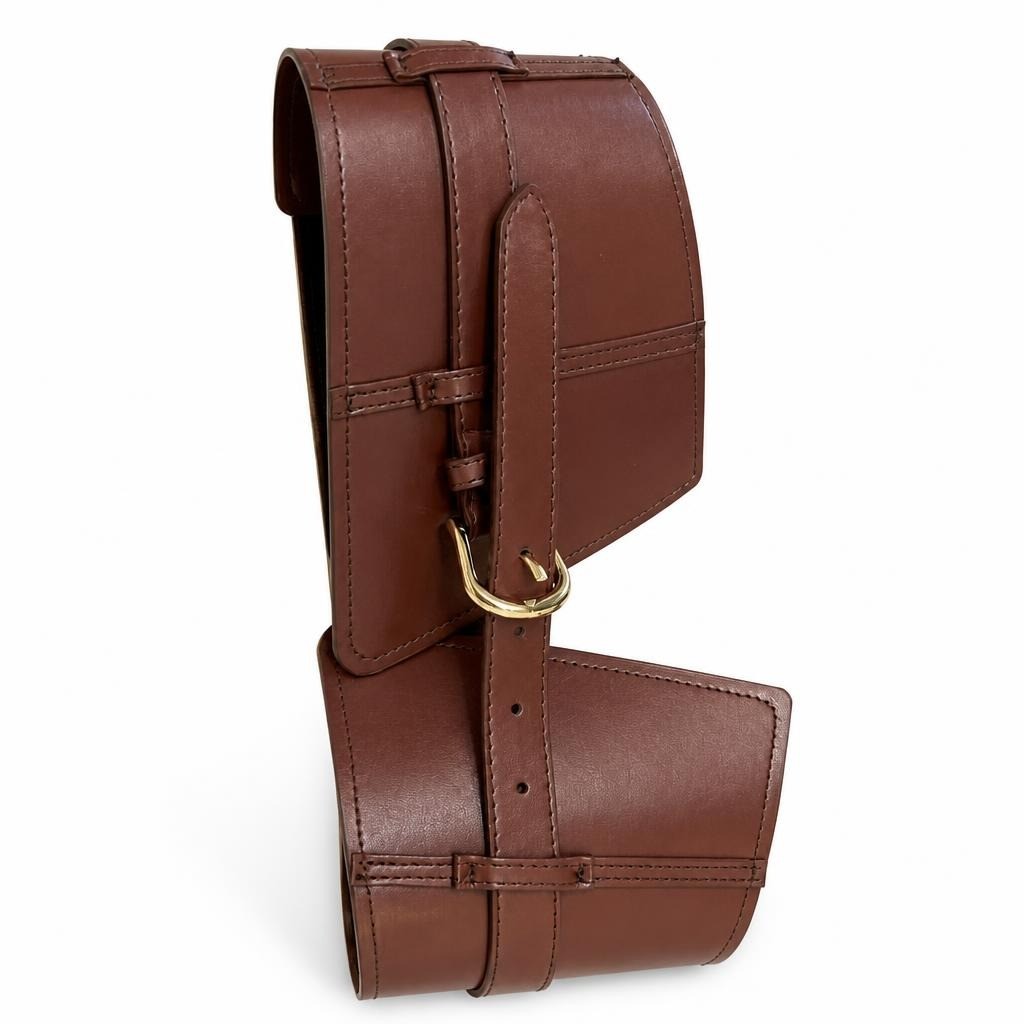 Brown Leather Structured Saddle Crossbody Bag - pre-loved at Why Go Less, Lebanon