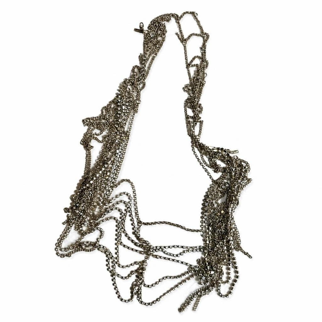 Shoulder Gold Multi-strand Rhinestone Chain Necklace - pre-loved at Why Go Less, Lebanon