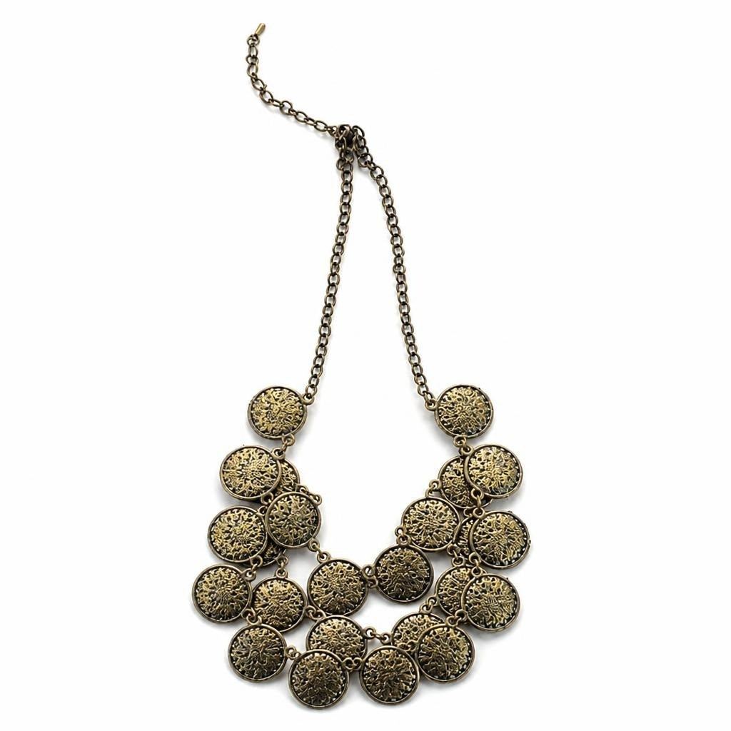 Antique Gold Coin Disc Double-strand Necklace - pre-loved at Why Go Less, Lebanon