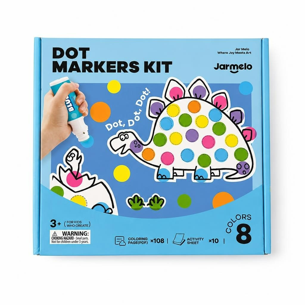 Jarmelo Dot Markers Kit, 8 Colors, Dinosaur - new at Why Go Less, Lebanon