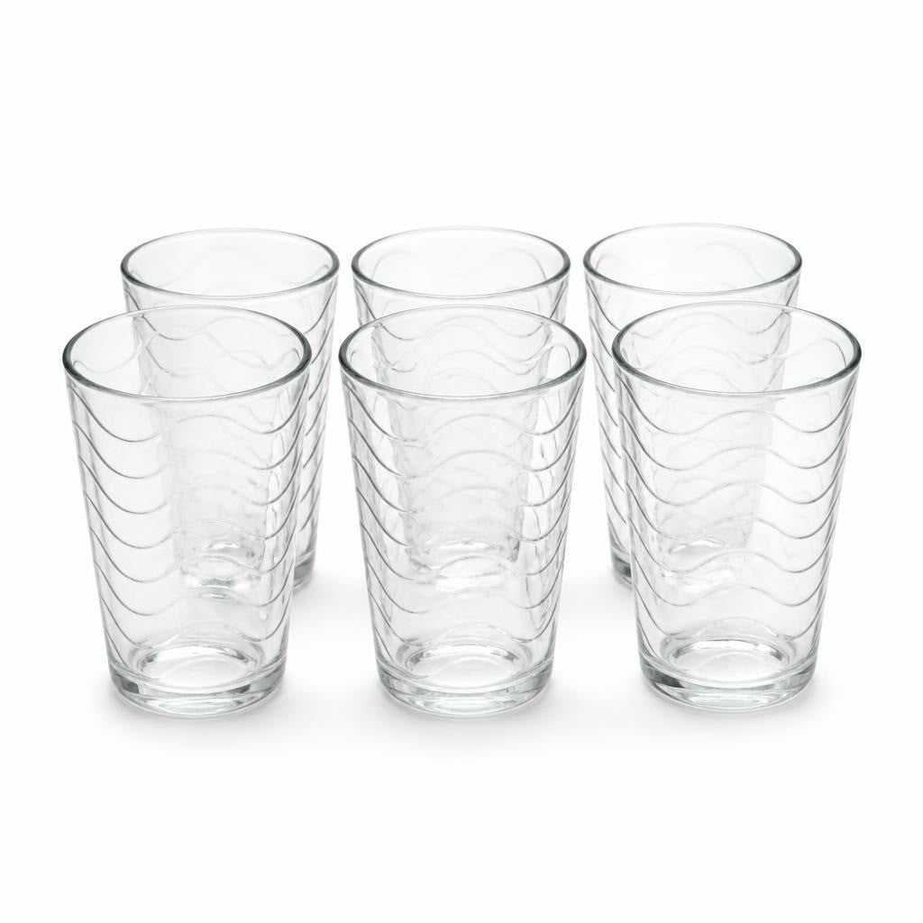Clear Wave-etched Tall Drinking Glasses Set of 6 - pre-loved at Why Go Less, Lebanon