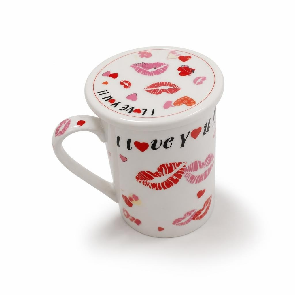 I Love You White Ceramic Mug with Lid - pre-loved at Why Go Less, Lebanon