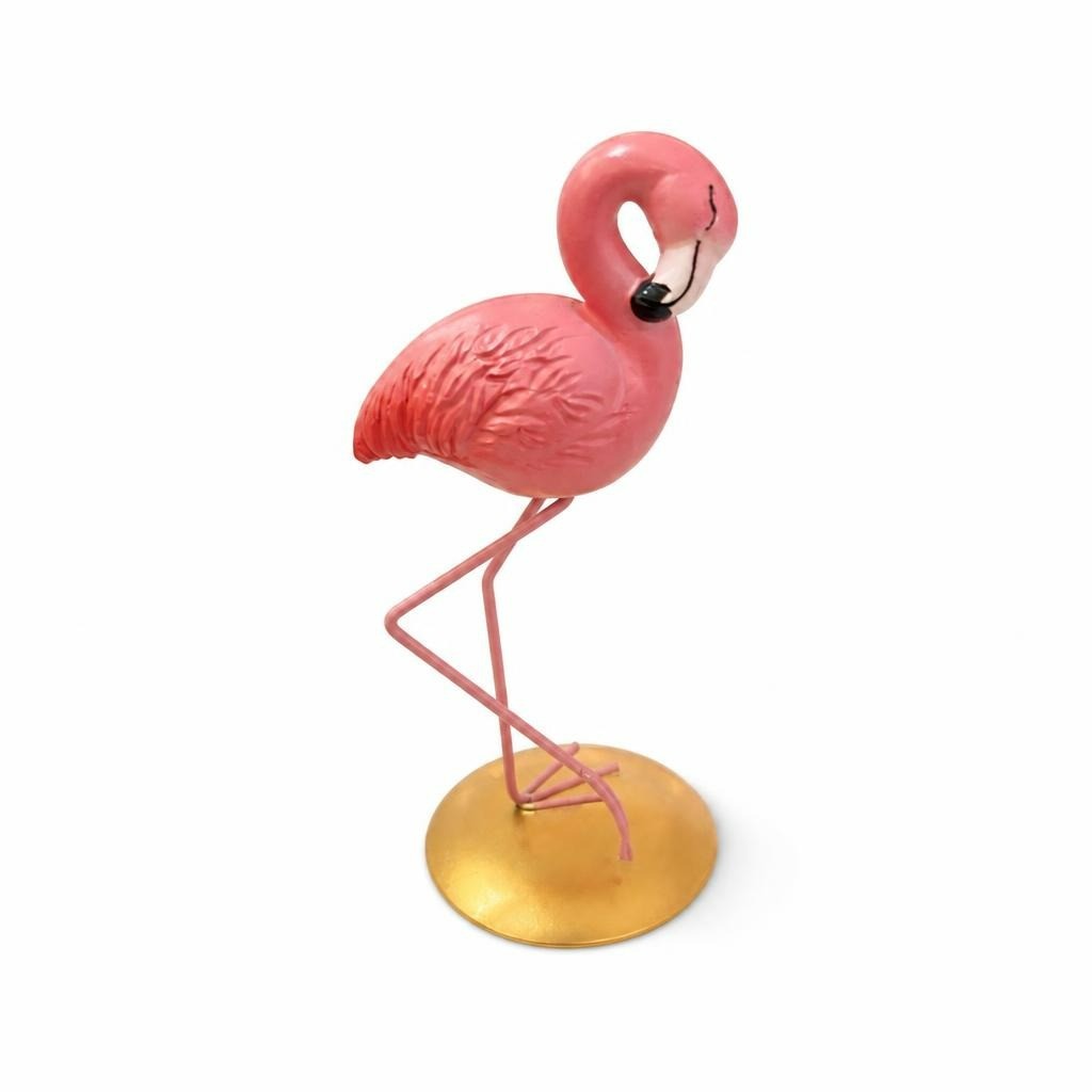 Pink Flamingo Metal Figurine Gold Base Decor - pre-loved at Why Go Less, Lebanon