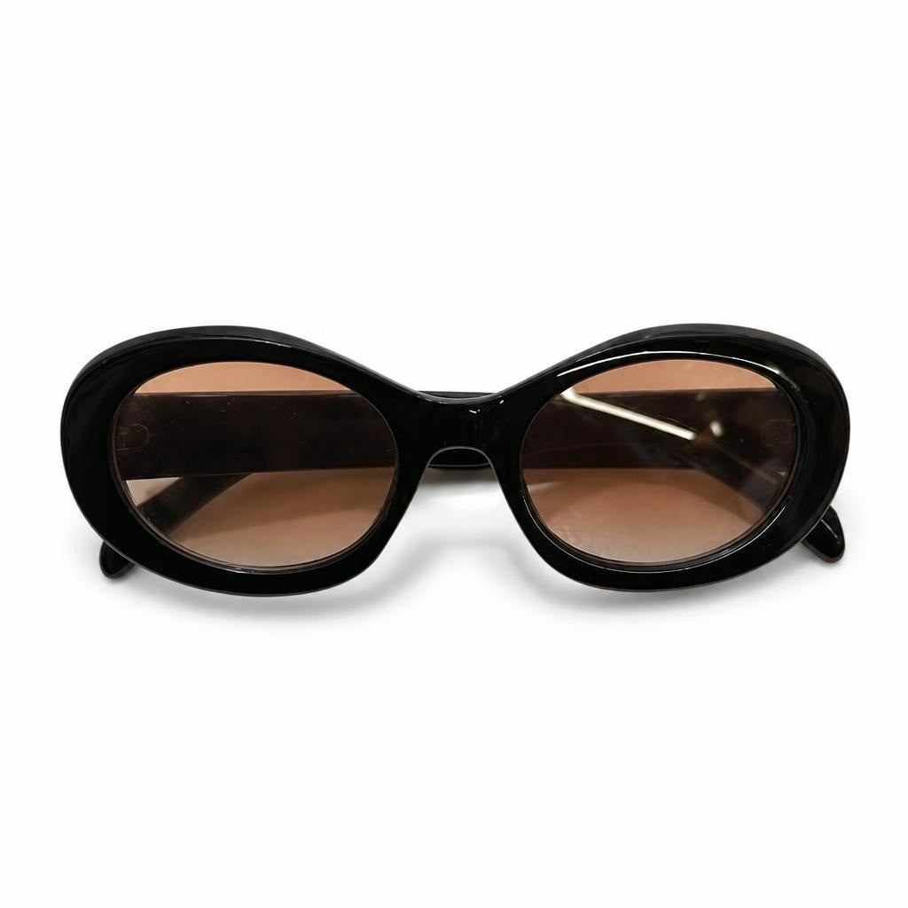 Oval Cat-eye Sunglasses Black Frame Light Brown Lens - pre-loved at Why Go Less, Lebanon