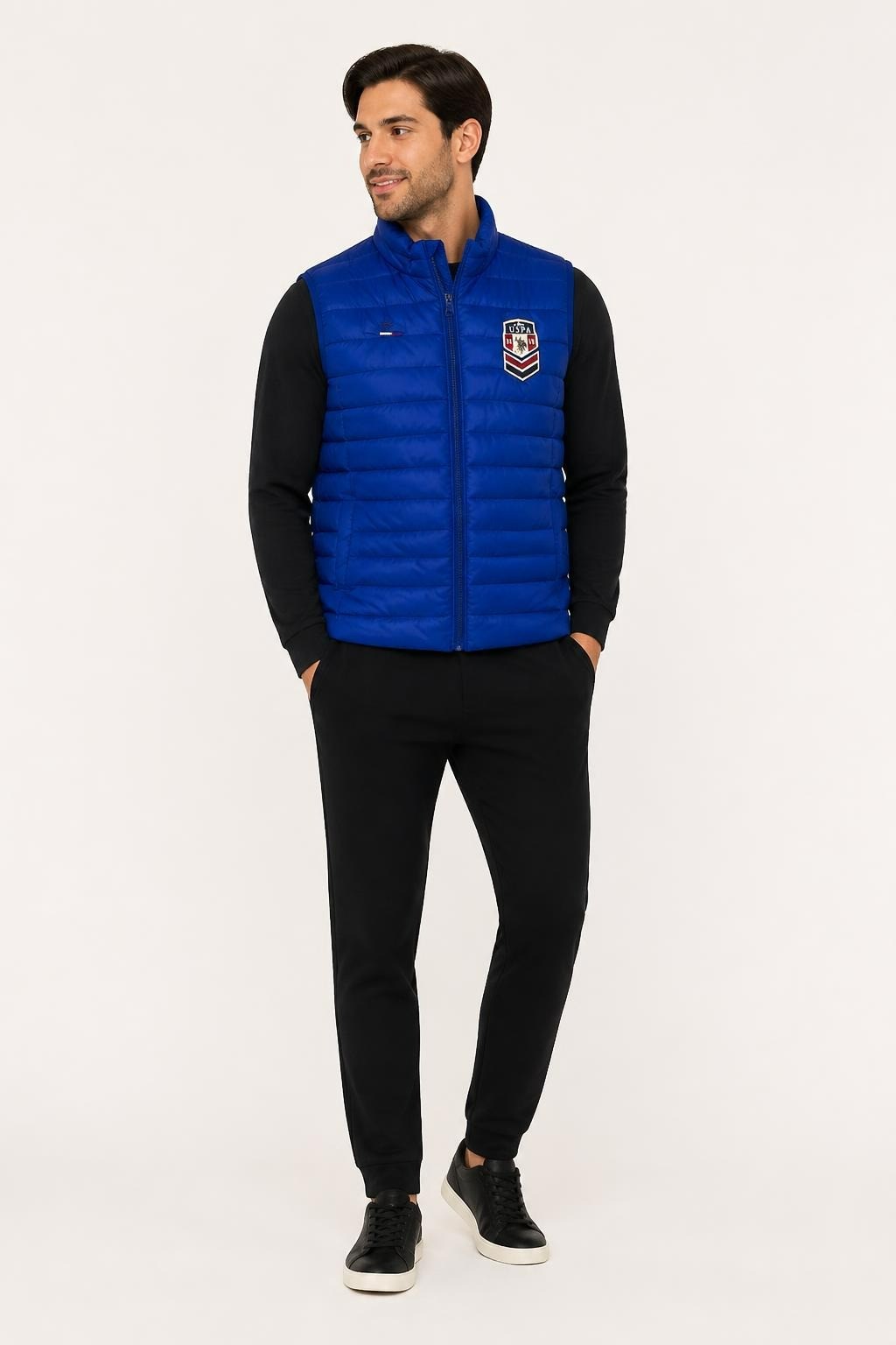 US Polo Assn Blue Puffer Gilet Vest Jacket - pre-loved at Why Go Less, Lebanon
