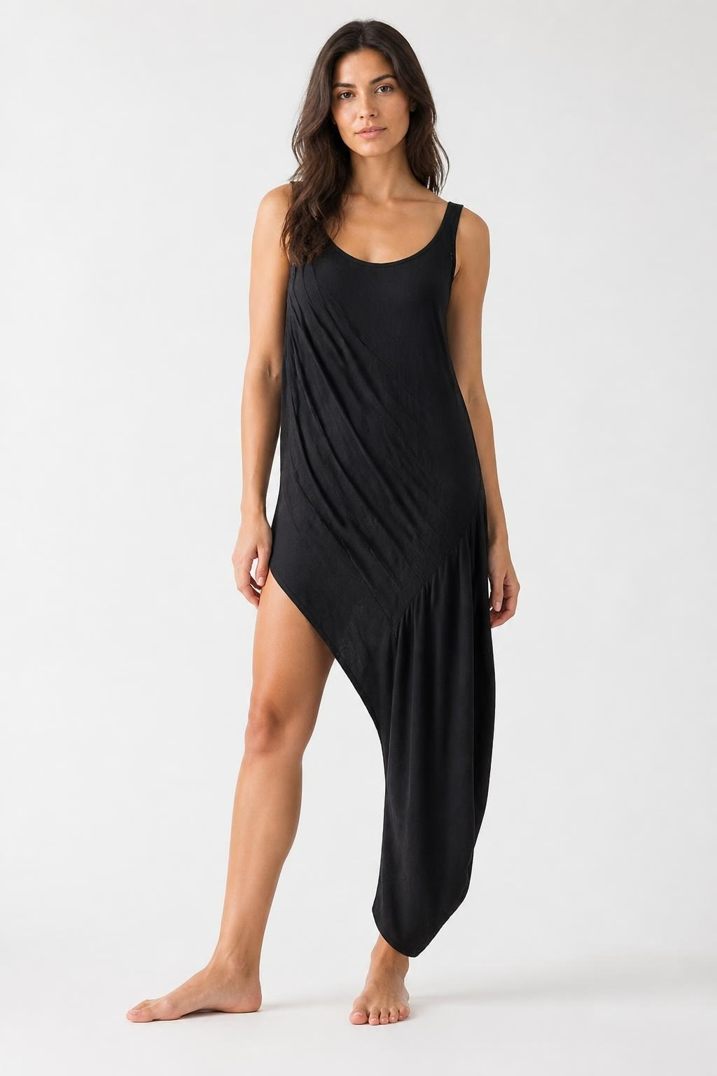 Black Asymmetric Sleeveless Top - pre-loved at Why Go Less, Lebanon