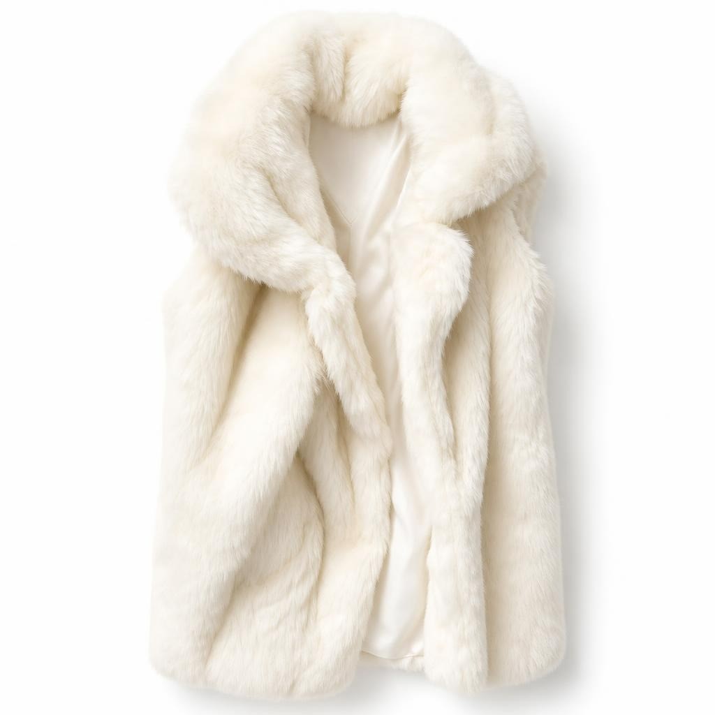 White Faux Fur Oversized Vest Coat - pre-loved at Why Go Less, Lebanon