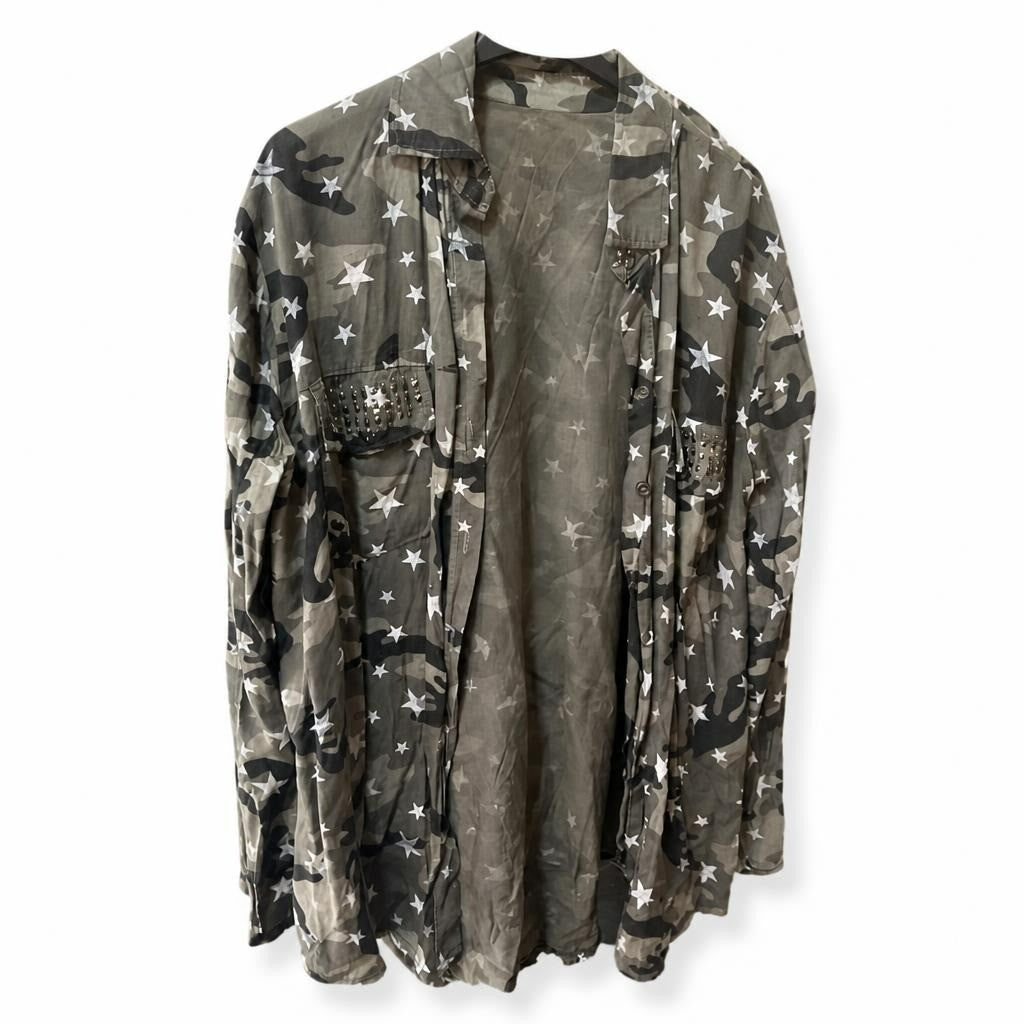 Camo Star Print Utility Overshirt Jacket - pre-loved at Why Go Less, Lebanon