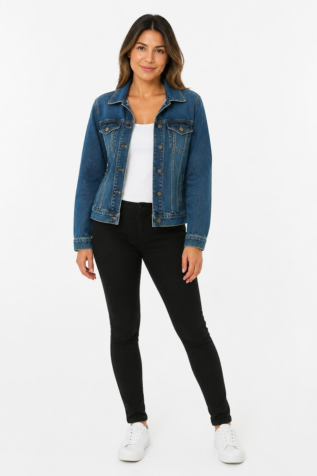 Denim Jacket Medium Wash Oversized Fit - pre-loved at Why Go Less, Lebanon