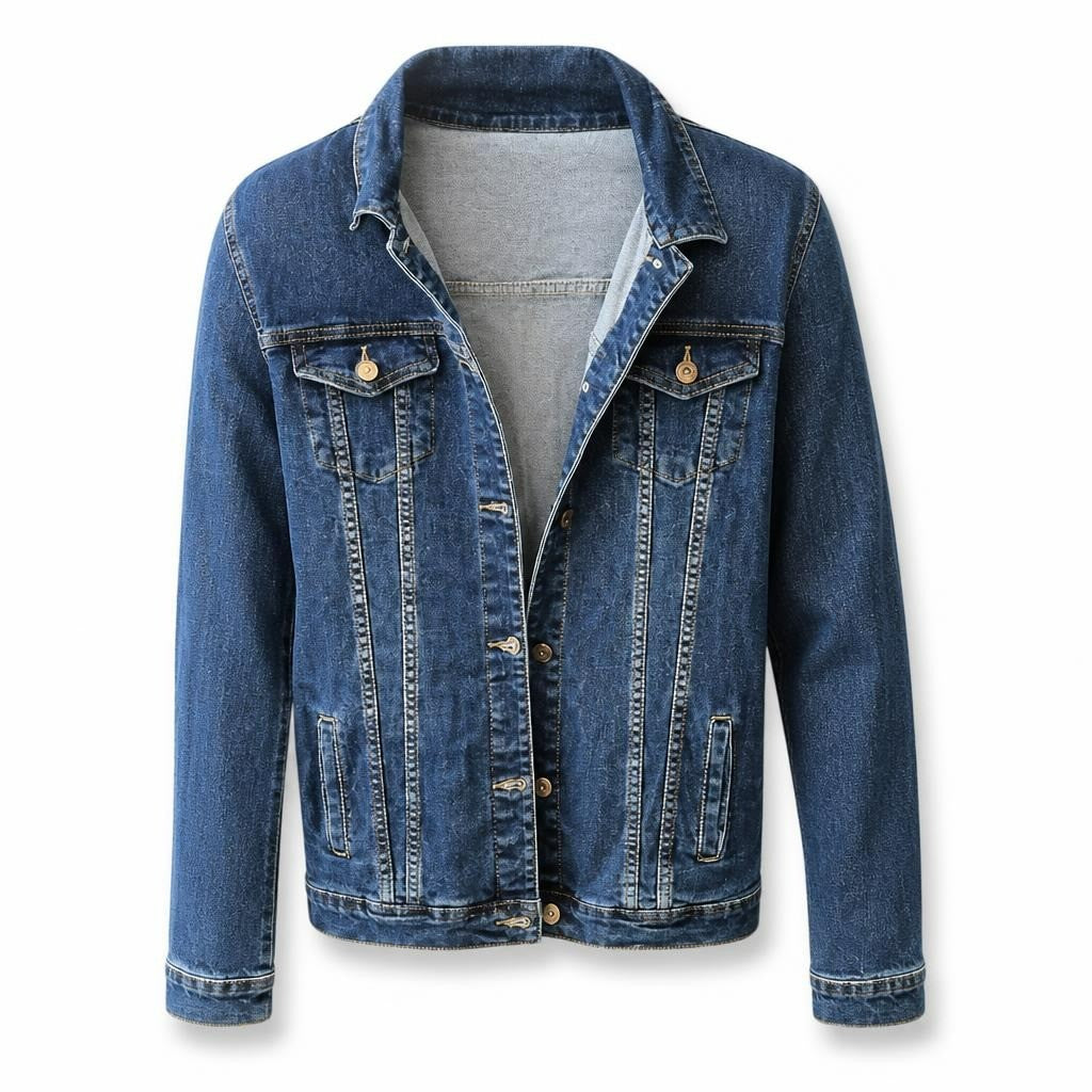 Denim Jacket Medium Wash Oversized Fit - pre-loved at Why Go Less, Lebanon