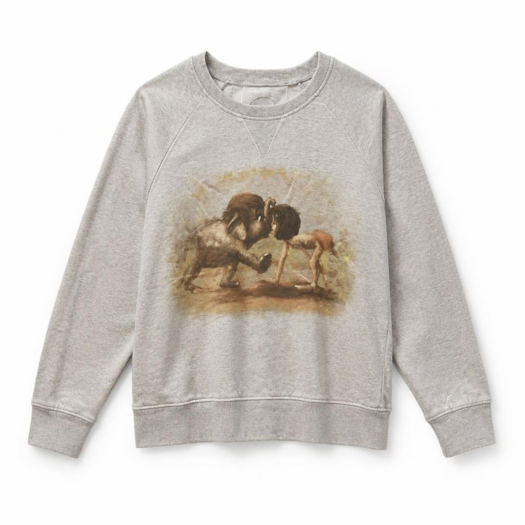 Grey Graphic Sweatshirt with Art Print - pre-loved at Why Go Less, Lebanon