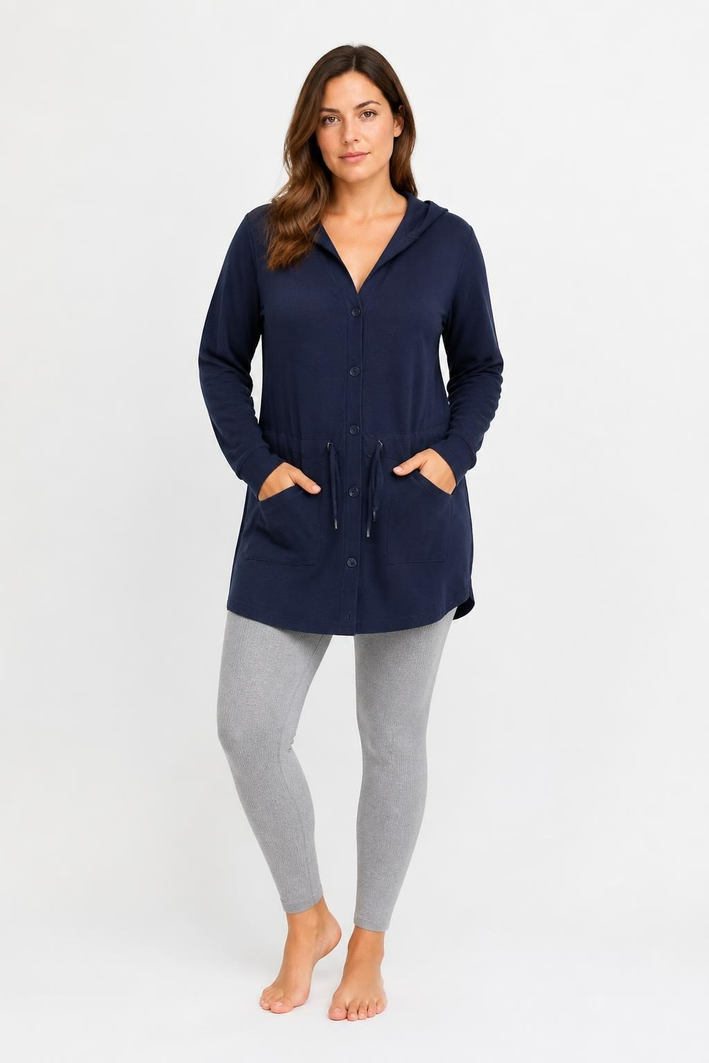 Tommy Hilfiger Navy Blue Hooded Button Knit Cardigan - pre-loved at Why Go Less, Lebanon
