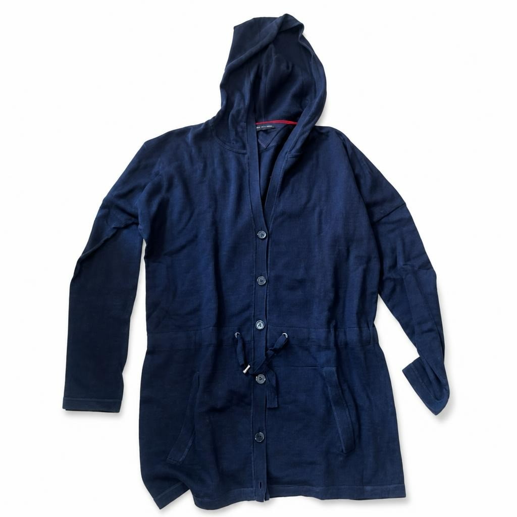 Tommy Hilfiger Navy Blue Hooded Button Knit Cardigan - pre-loved at Why Go Less, Lebanon