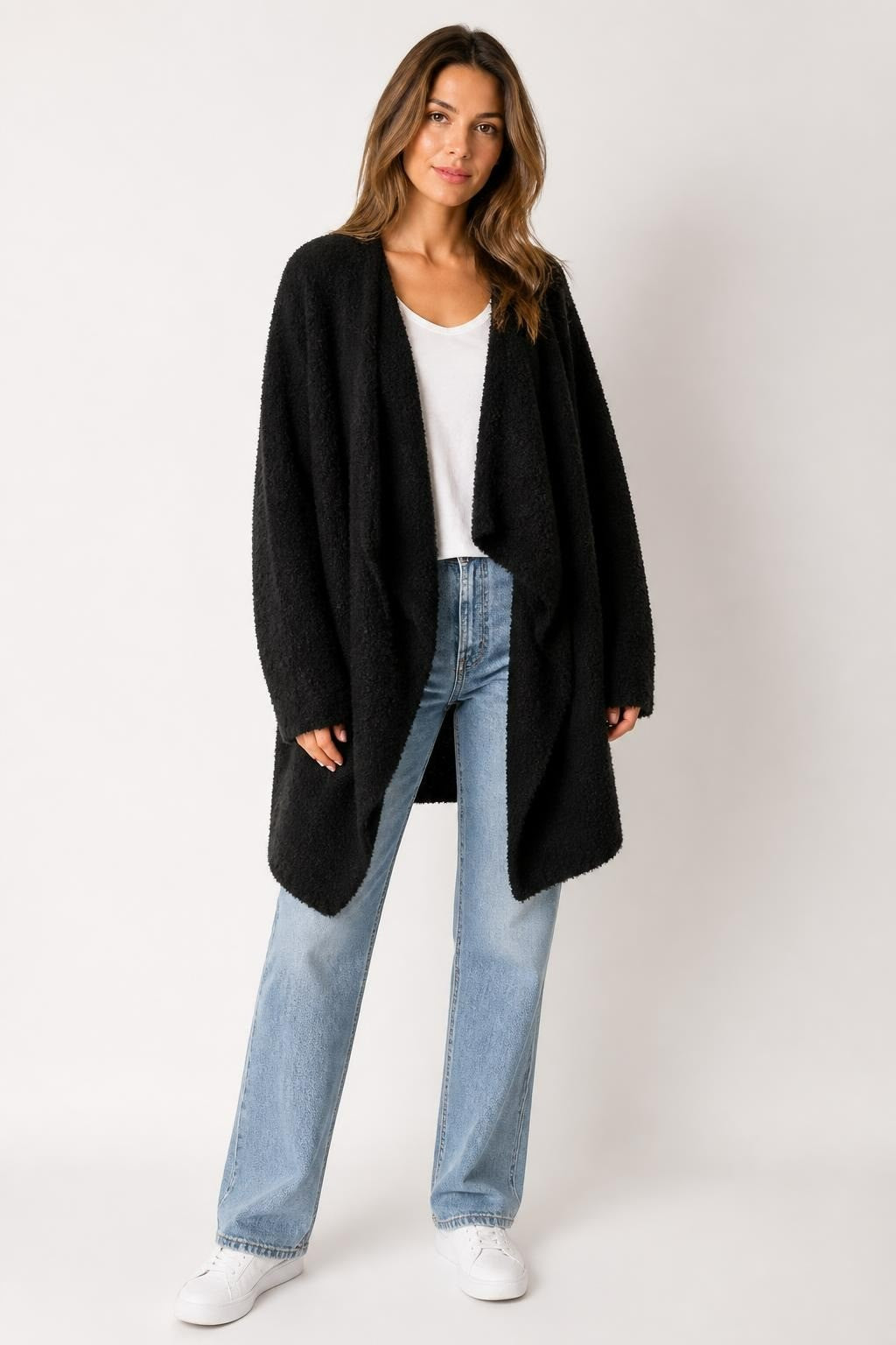 Oui Black Sparkle Boucle Open Cardigan - pre-loved at Why Go Less, Lebanon