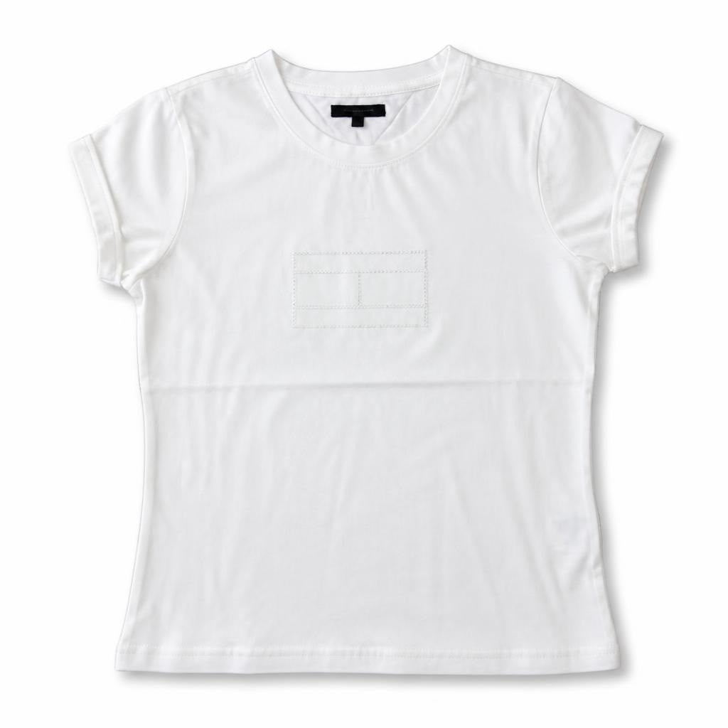 Tommy Hilfiger White Logo Tee Women's - pre-loved at Why Go Less, Lebanon