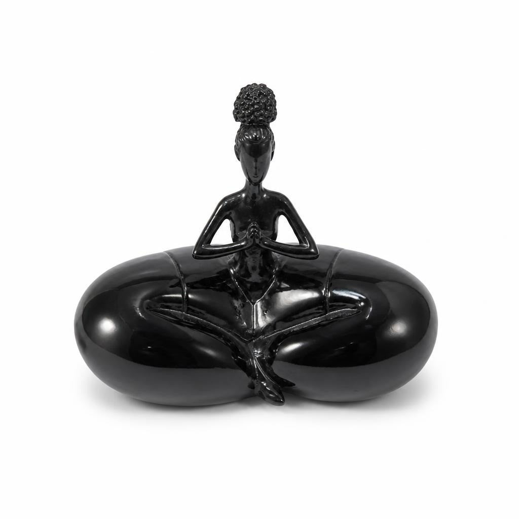 Black Ceramic Yoga Woman Figurine Sculpture - pre-loved at Why Go Less, Lebanon