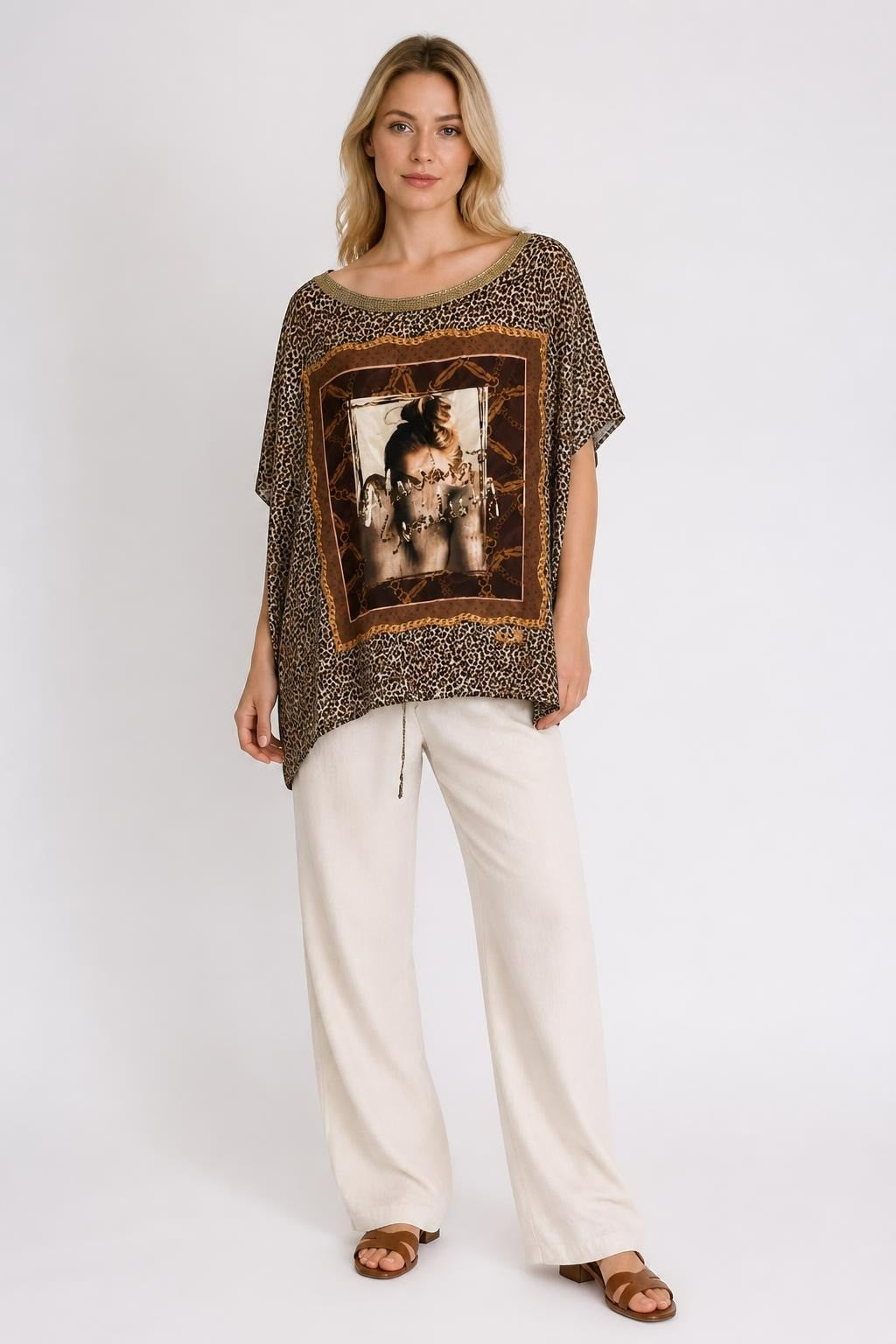 Leopard Print Graphic Portrait Top - pre-loved at Why Go Less, Lebanon