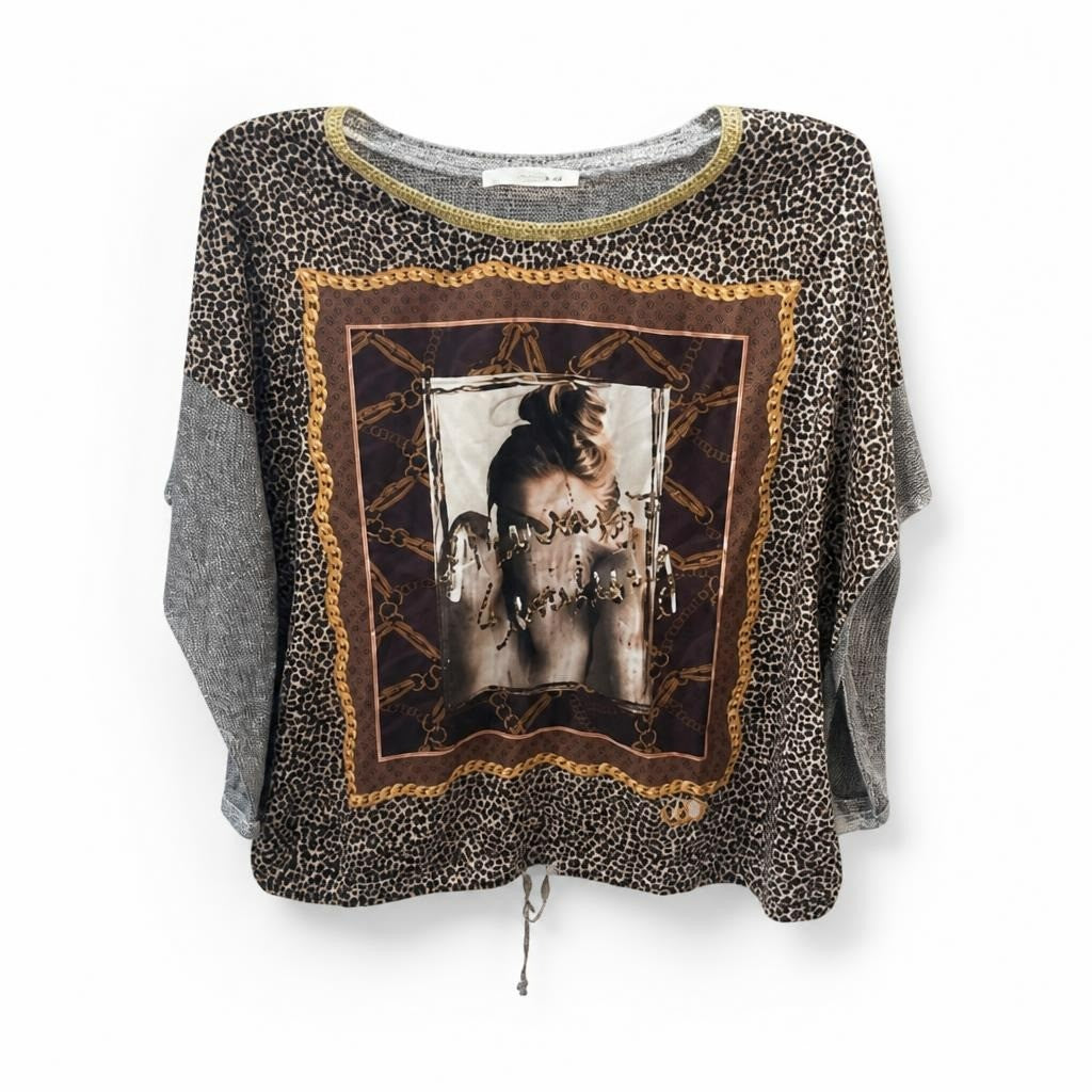 Leopard Print Graphic Portrait Top - pre-loved at Why Go Less, Lebanon