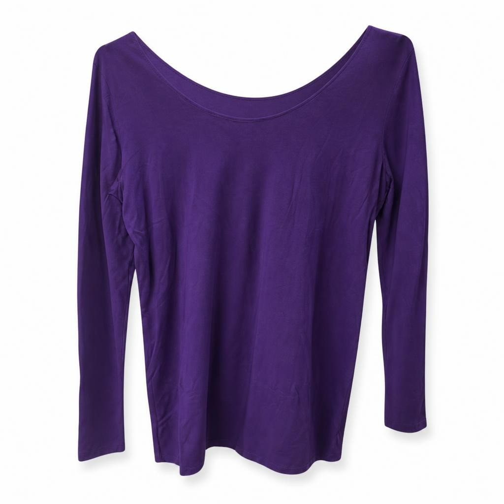 Purple Long-sleeve Wide-neck Top - pre-loved at Why Go Less, Lebanon