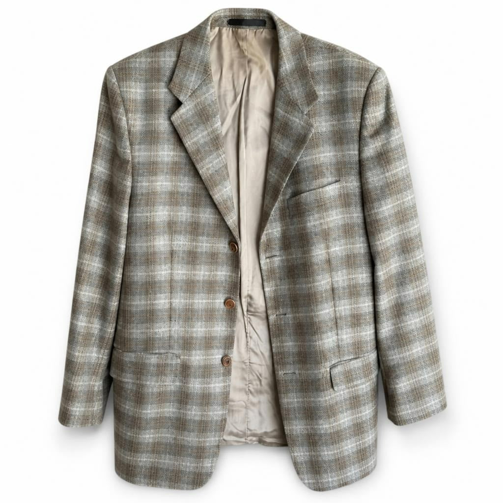 Men's Grey Plaid Sport Coat, Two-button - pre-loved at Why Go Less, Lebanon