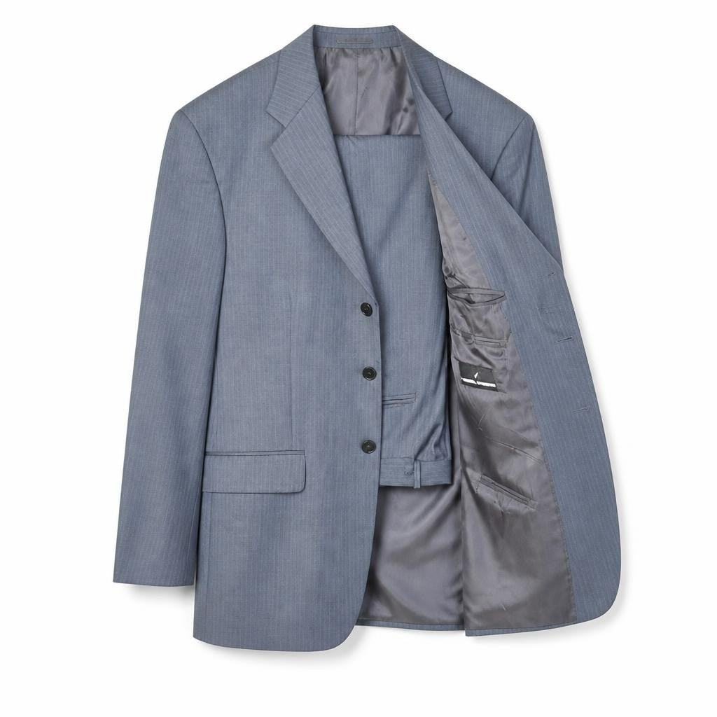Striped White Beige Men's Blazer Seersucker - pre-loved at Why Go Less, Lebanon