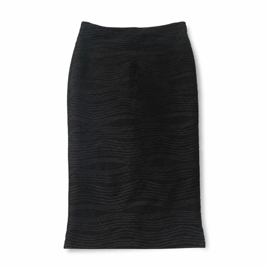 Black Glitter Wave Pencil Skirt - pre-loved at Why Go Less, Lebanon