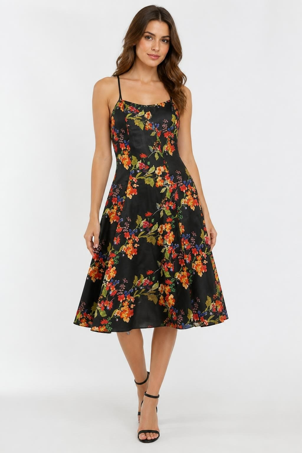 Black Floral Mermaid Halter Maxi Dress - pre-loved at Why Go Less, Lebanon