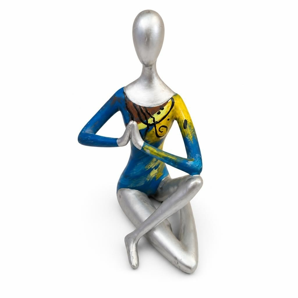 Silver Multicolor Abstract Yoga Figurine Statue - pre-loved at Why Go Less, Lebanon