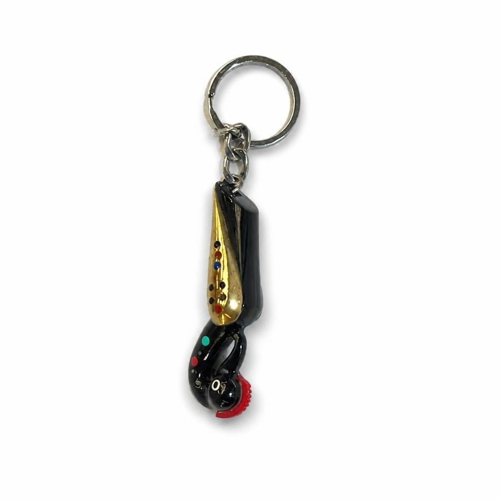Novelty Saxophone Keychain Black Gold Enamel - pre-loved at Why Go Less, Lebanon